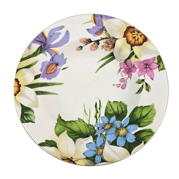 Emeiald White Floral Print Large Rimmed Ceramic Soup Salad Bowls – Set of 4 - Picture 8 of 16